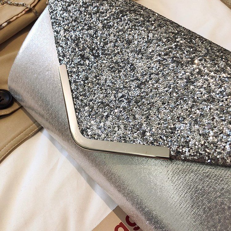 Dinner Handheld Bag Fashionable Diagonal Straddle Grasping Sequins PU Leather Magnetic Buckle Flash Material Women's_voghion.com
