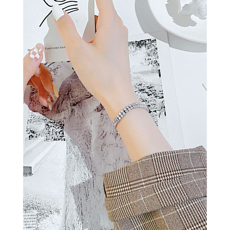 Moderigtigt udsøgt og elegant armbåndssmykker kobberbelagt guld dobbelt række diamant damearmbånd kæreste bedste gave_voghion.com