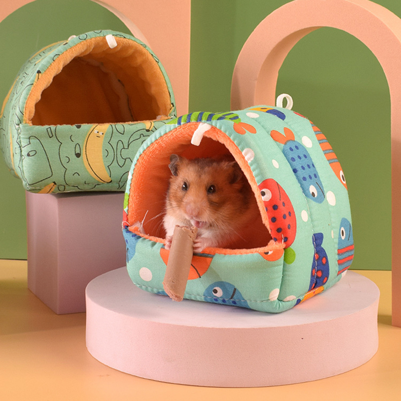Guinea Pig Nest Cartoon Pattern Pet Hideout Warm Small Animal Hamster Squirrel Bed House Cage Accessories_voghion.com