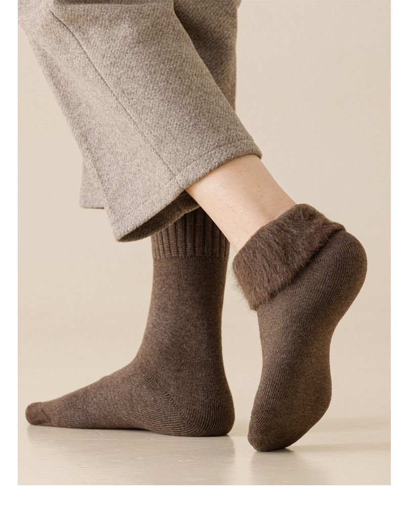 Men's Autumn And Winter Fleece Thickened Socks Warm Fleece Socks Winter Solid Color Long Tube Plush Socks Medium Tube Socks_voghion.com