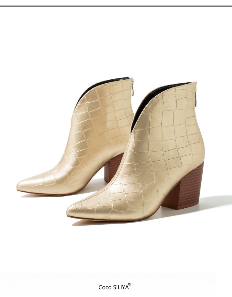 Herbst/Winter Damen Stiefeletten mit spitzer Zehenpartie und klobigem Absatz – Modische Stiefeletten für die Freizeit und das Büro_voghion.com