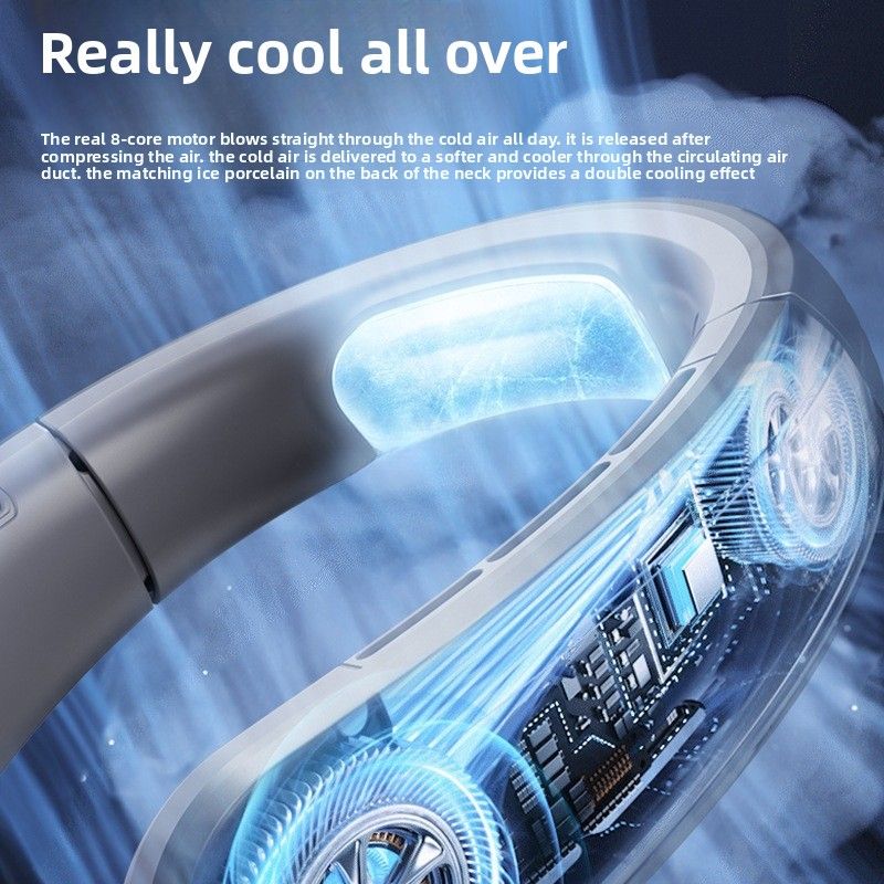 Ventilador de cuello 2025, nuevo y práctico, portátil, pequeño, mini, con carga USB, sin aspas, aire acondicionado_voghion.com