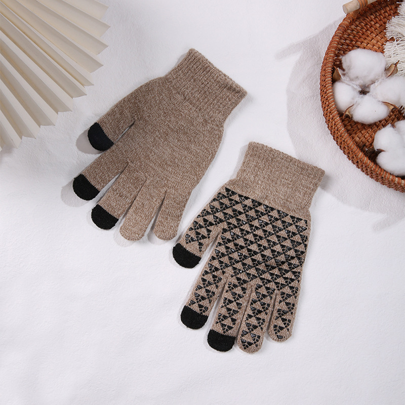 Pantalla táctil para hombre y mujer, otoño e invierno, cálida, resistente al frío, gruesa, estilo coreano, de lana tejida, para conducir y andar en bicicleta._voghion.com