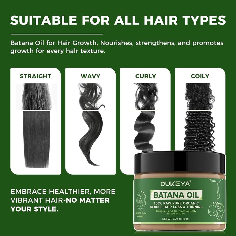 OUKEYA 100% organiczna maska do włosów z olejem z batany – głęboko odżywiająca kuracja do suchych i zniszczonych włosów – nawilżająca, zapobiegająca puszeniu się włosów_voghion.com