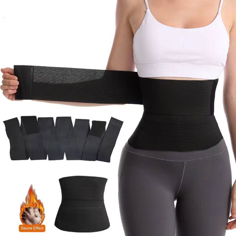 Women's adjustable and wrappable trimmer body shaping belly belt waist trainer long tie belt waist belt_voghion.com