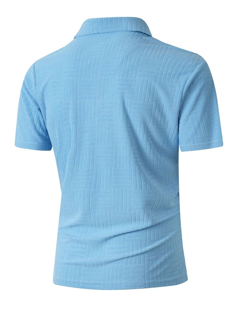 Summer New European And American Men's Polo Shirt Short Sleeve Button T-shirt Loose Jacquard Top Tees Shirt Men's Fashion_voghion.com