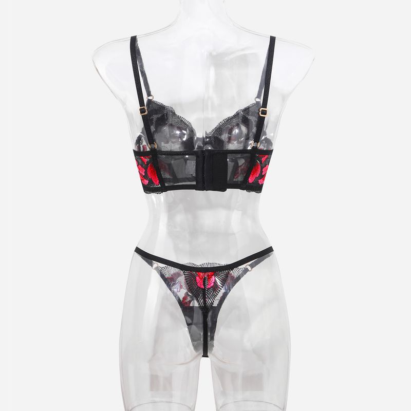 Women's Intimates Gathered Anti Droop Pure Desire Palace Style Embroidery Sexy Underwear Thin_voghion.com