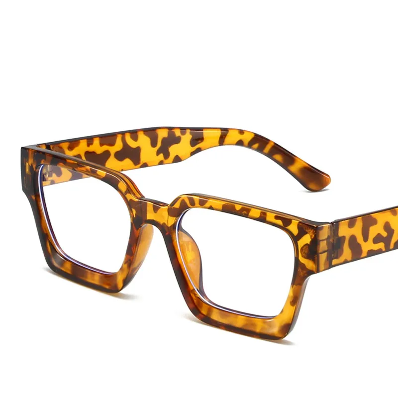 Fashion Thick Edged Square Computer Eyeglass Women Men Anti Blue Light Plain Glass Vintage Colorful Oversized Optical_voghion.com