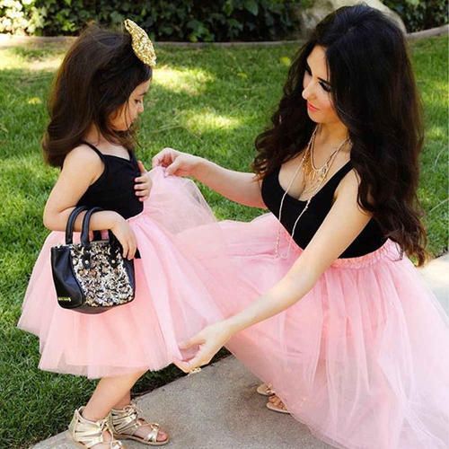 Mother & Kids Foreign trade European and American mesh skirt parent-child outfit mesh skirt family mother and daughter outfit skirt_voghion.com