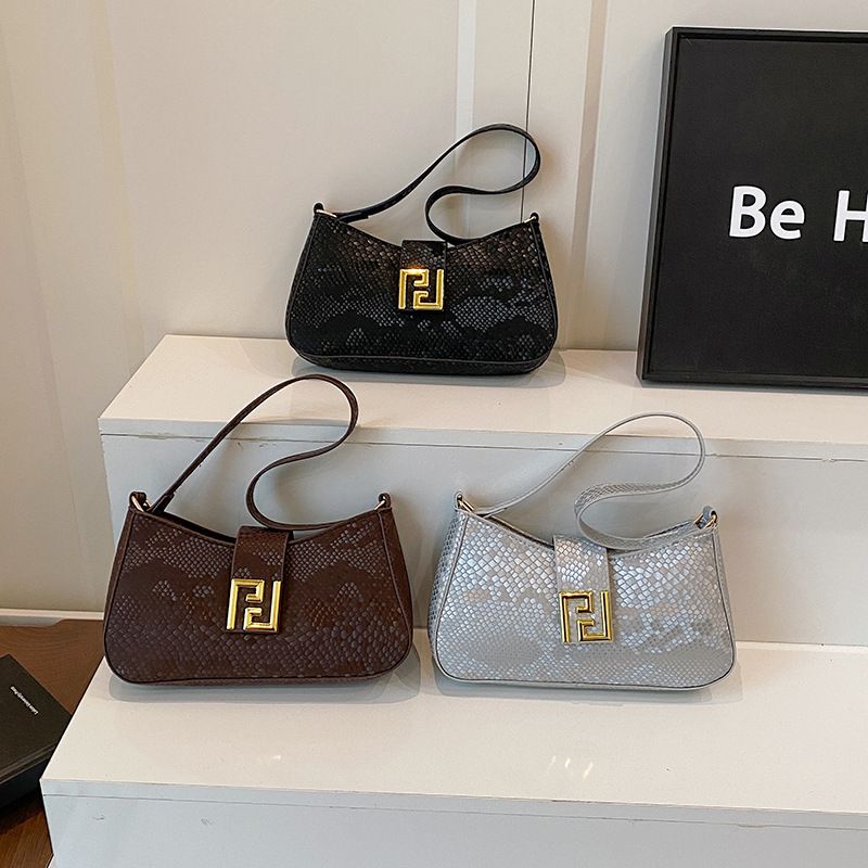 Handheld Small For Women 2025 New Snake Pattern Stylish Single Shoulder Fashion Commuter Underarm Bag_voghion.com