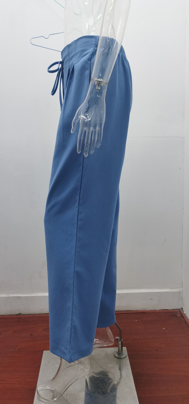 Abbigliamento da donna Pantaloni casual larghi Pantaloni a gamba dritta con lacci elastici in vita_voghion.com