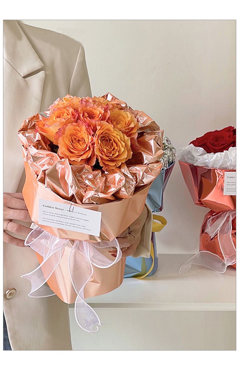 Spiegelähnliches Blumenpapier mit Zellophan – wasserfestes Blumenstraußpapier für Hochzeiten und Geburtstage – perfekt für selbstgemachte Blumensträuße_voghion.com