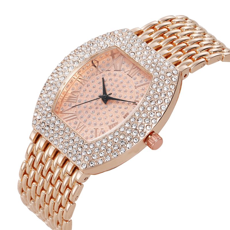 nuovo orologio da donna con diamanti pieni elegante cintura in acciaio secchiello per vino con diamanti orologio personalizzato retrò stellato_voghion.com