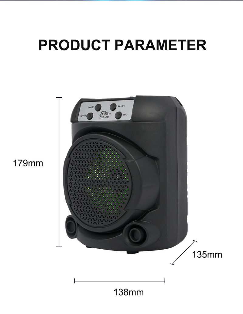 ZQS1483 Lange Akkulaufzeit, Aufladen im Freien, Stereo, tragbarer kabelloser Bluetooth-Kleinlautsprecher für den Außenbereich_voghion.com