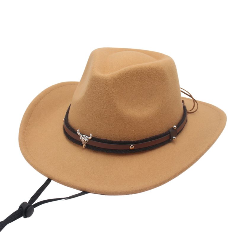 Cappello a cilindro con testa di vitello, cappello da cowboy western, quella corda frangivento con bordo deformato da donna, viaggio all'aperto_voghion.com
