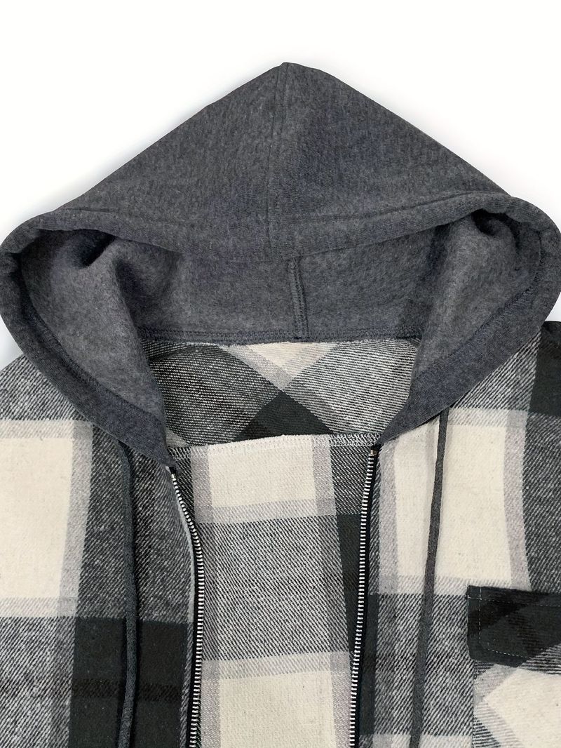 Giacca invernale da uomo in flanella di lana con cappuccio e cerniera_voghion.com