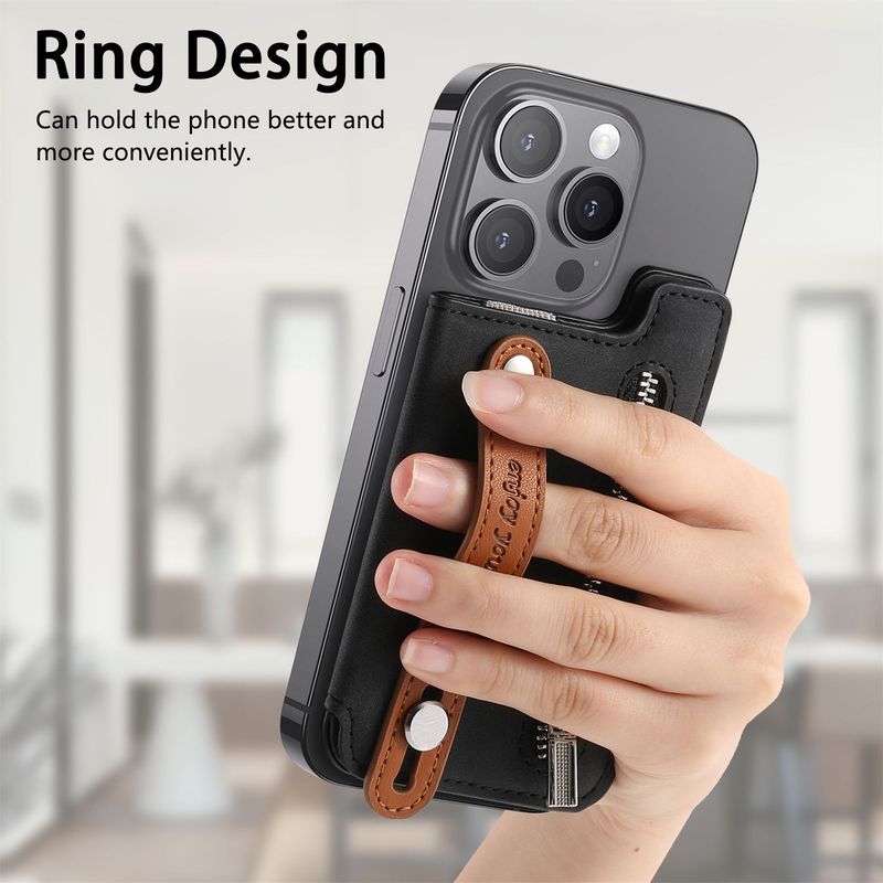 TechGlobe New Srong Magneic Holder Wih Reracable Wris Srap, Lef And Righ Flip, Card Inserion, Coin Sorage_voghion.com