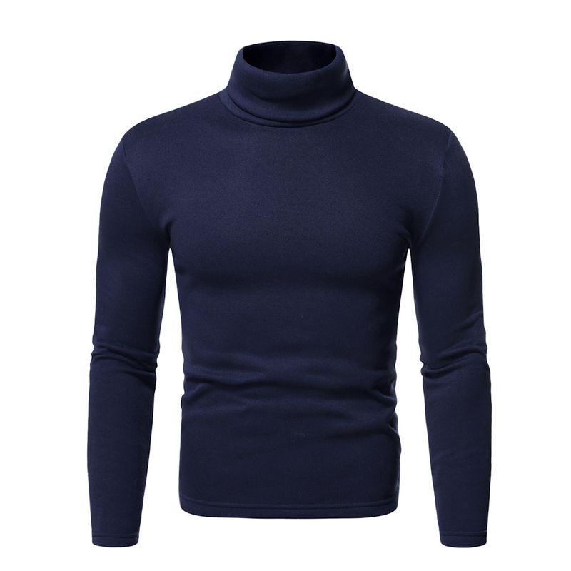 Adatto a tutte le stagioni, strato interno, autunno inverno, foderato in pile, collo alto, manica lunga, maglietta da uomo, maglia termica di base._voghion.com