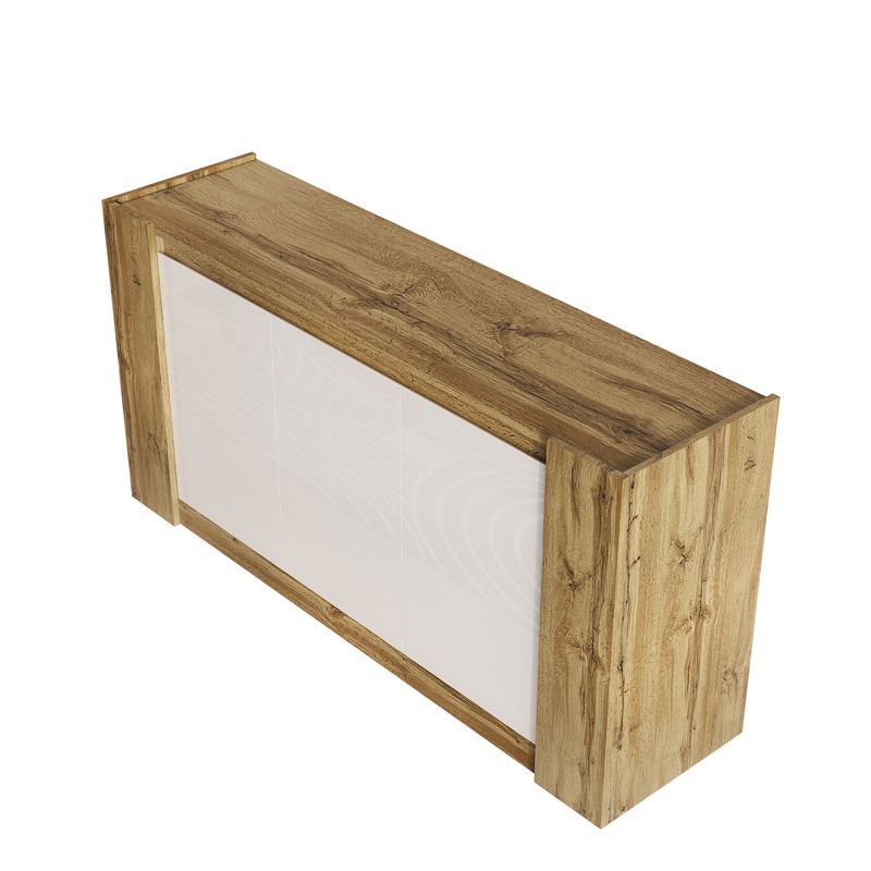Credenza Hochglanzweiß Mit Grifflosem Design, Abgeschrägte Türen_voghion.com
