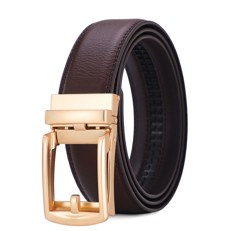 2024 New Fashion Versatile Leather Belt Men's Automatic Buckle Belt Cowhide Belt False Needle Buckle Belt_voghion.com