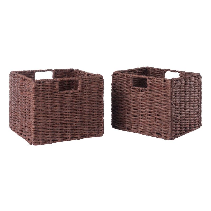 Rope Basket 2Pc Woven Walnut Tessa Set; Foldable;_voghion.com