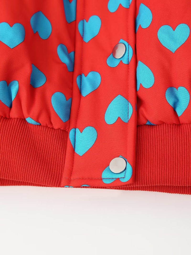 Women's Autumn And Winter New Cute Style Heart Cotton Jacket A-line Short Skirt Two-piece Set_voghion.com