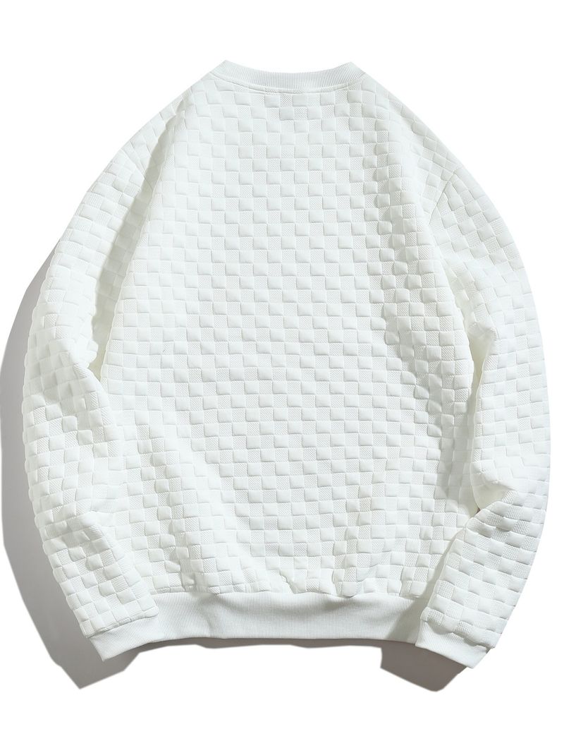 Felpa casual da uomo a quadri - Maglia morbida e ampia con scollo rotondo e maniche lunghe, per l'inverno e l'autunno_voghion.com