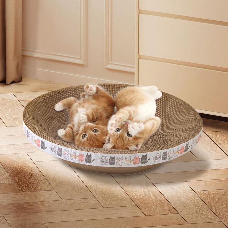 Cat Scratcher Cardboard Oval Cat Scratch Pad Bowl Nest For Indoor Cats Grinding Claw Round Cat Scratching Board_voghion.com
