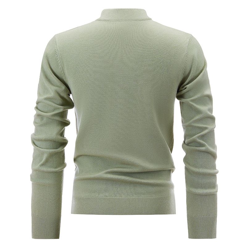 Maglione casual in maglia di lana a maniche lunghe, a collo alto medio, tinta unita, per uomo, autunno e inverno_voghion.com
