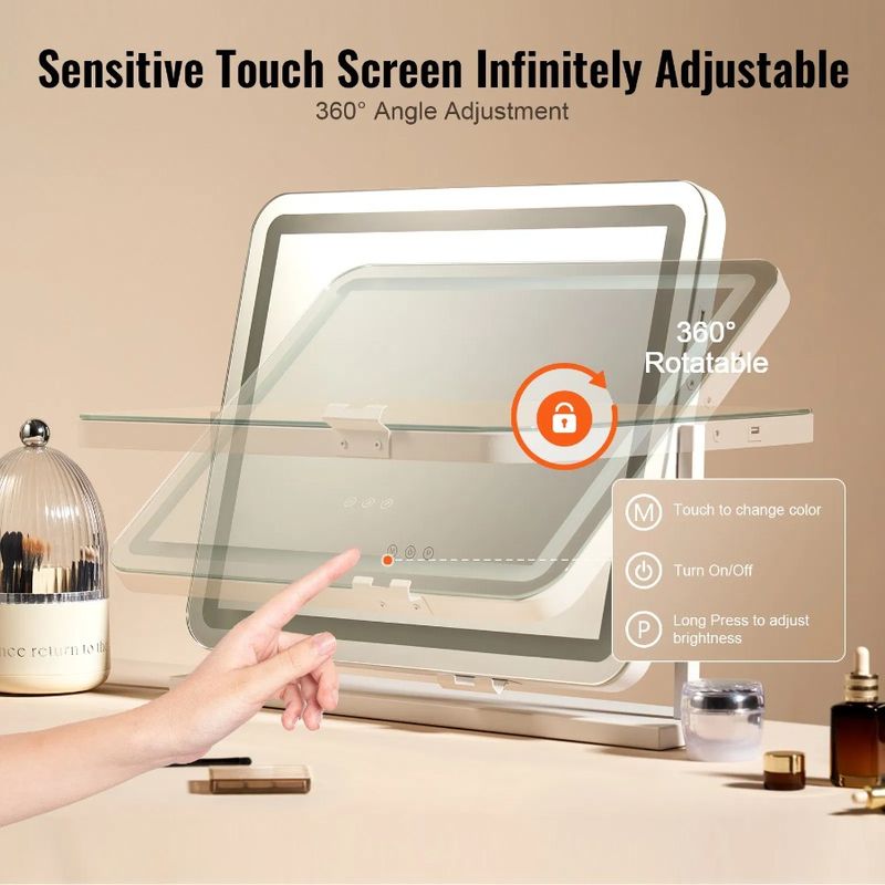 Port Color Lighted Vanity In USB Mirror Makeup W Magnification21.7x17.7 3_voghion.com