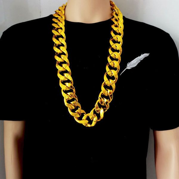 Hip Hop Exaggerated Large Chain Plastic Simulation Gold Necklace Personalized Performance Props,Street Art,Rapper,Cool And Personalized,No Fade_voghion.com