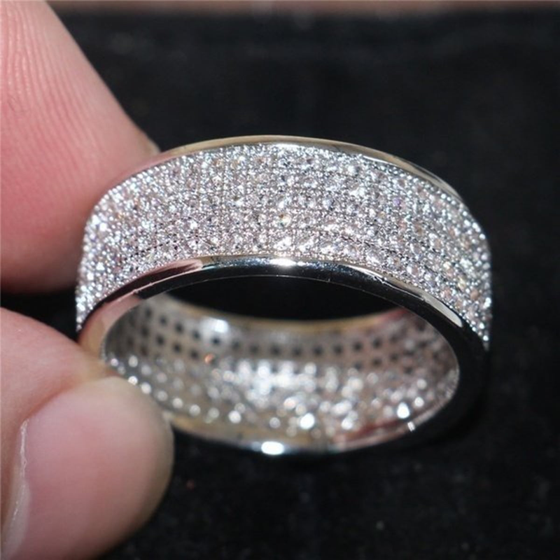 Mode Sterling Silber Diamant Weißgold gefüllt Verlobungsringe Trauringe_voghion.com