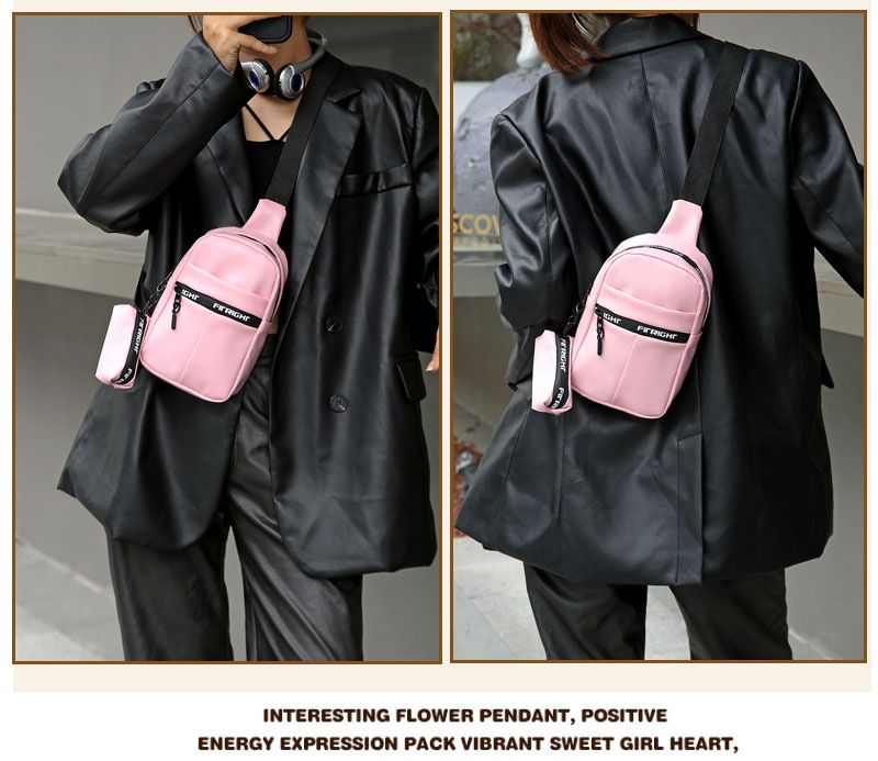 Borsa a tracolla alla moda con design a righe - Borsa sportiva a tracolla regolabile con portamonete staccabile e portachiavi_voghion.com