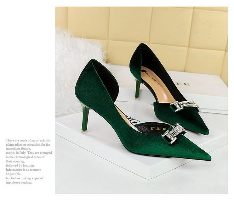 1363-AK80 Bankett High Heels Damen mit dünnen Absätzen, Wildlederoberfläche, flacher Öffnung, spitzer seitlicher Hohlmetall-Wasser_voghion.com