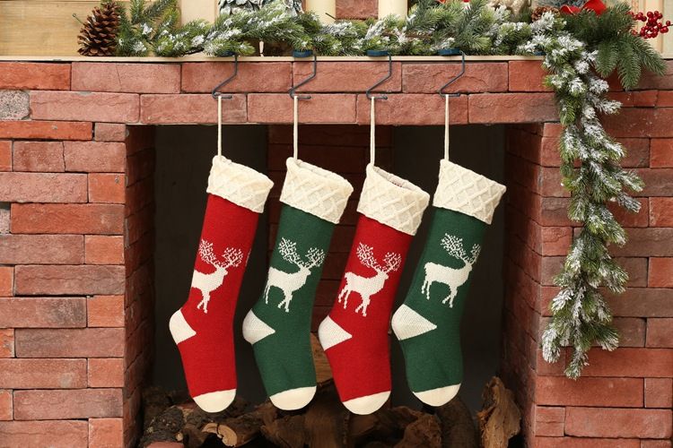 New Knitted Christmas Socks Gift Hanging Home Scene Decoration Woolen Deer Candy Bag_voghion.com