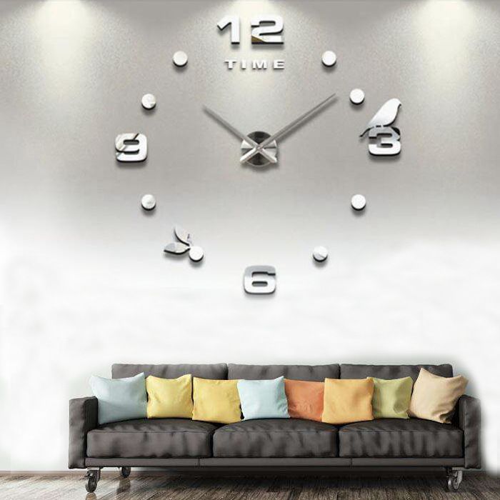 Large 1-Meter Wall Clock – Customizable Acrylic Mirror Surface With Silent Jump Movement, Battery-Powered For Home & Office Decor_voghion.com