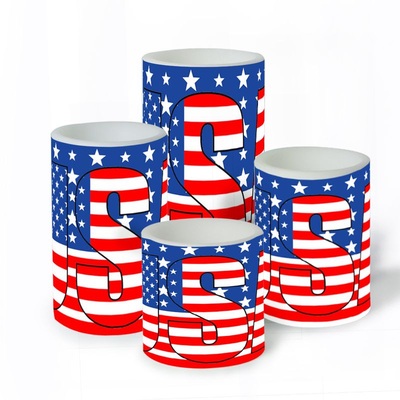 4 Piece Set Of Printed DIY Layout Candle Glow Theme Party Decoration LED Electronic Candle Light Festival Light Up_voghion.com