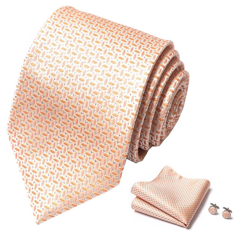 Corbata de seda de poliéster de alta calidad unisex para hombre, corbata formal de color sólido, bolsillo, toalla, gemelos, juego de jacquard_voghion.com