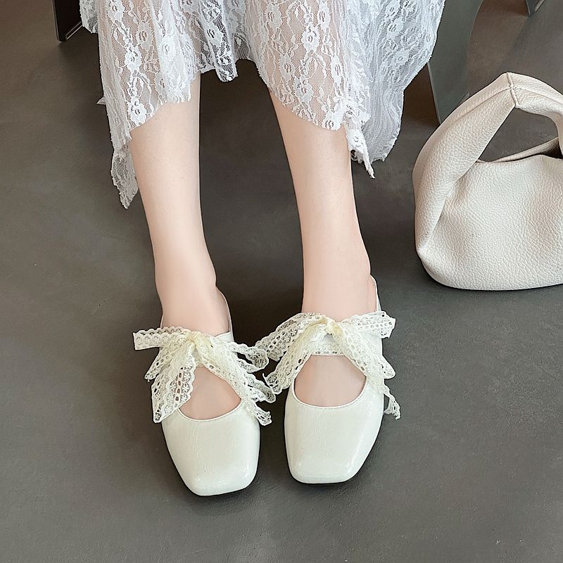 Chunky Heel Closed-Toe Silver For Women, Outdoor Wear, Summer 2025, Stunning Lace Strap, Fashionable Elegant Slippers_voghion.com