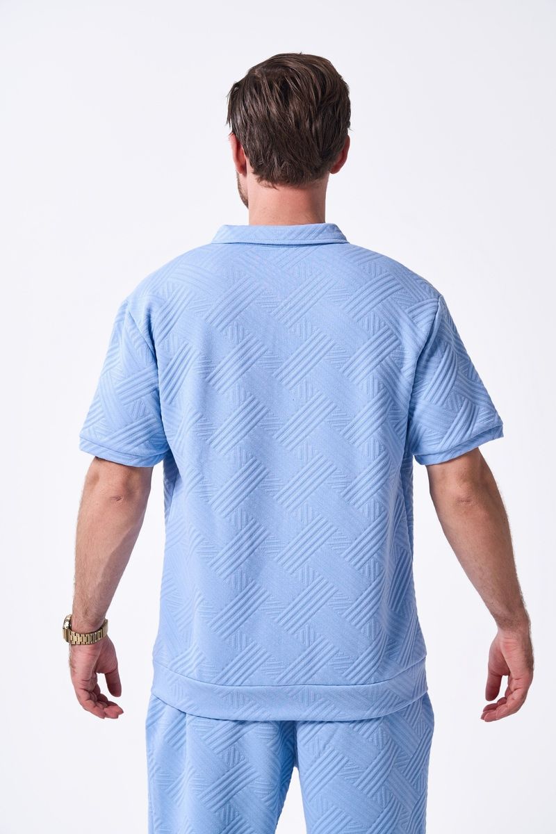 Men's Clothing Summer New Men's Simple Casual Jacquard Short Sleeved Zipper Cardigan Jacket Shorts Suit_voghion.com