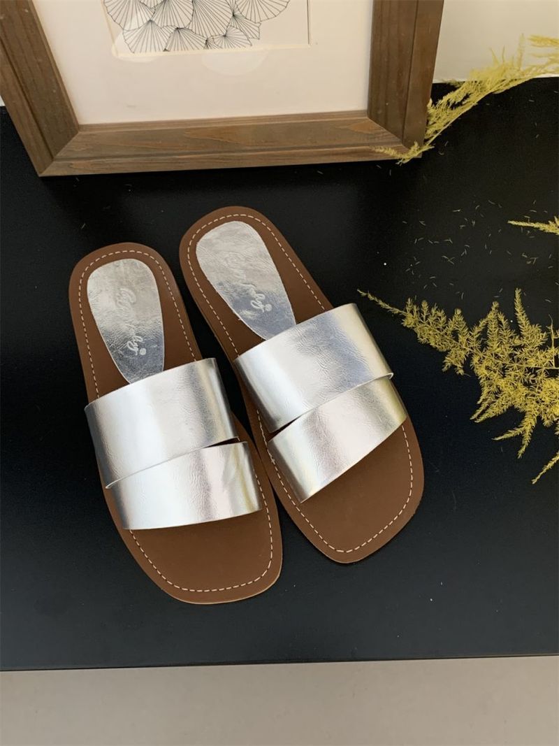 Rahvahulga loodud disain kandiliste avatud ninaosadega lamedate sussidega naistele suvel, haldjasstiilis, mereäärsel puhkusel või rannas kandmiseks_voghion.com