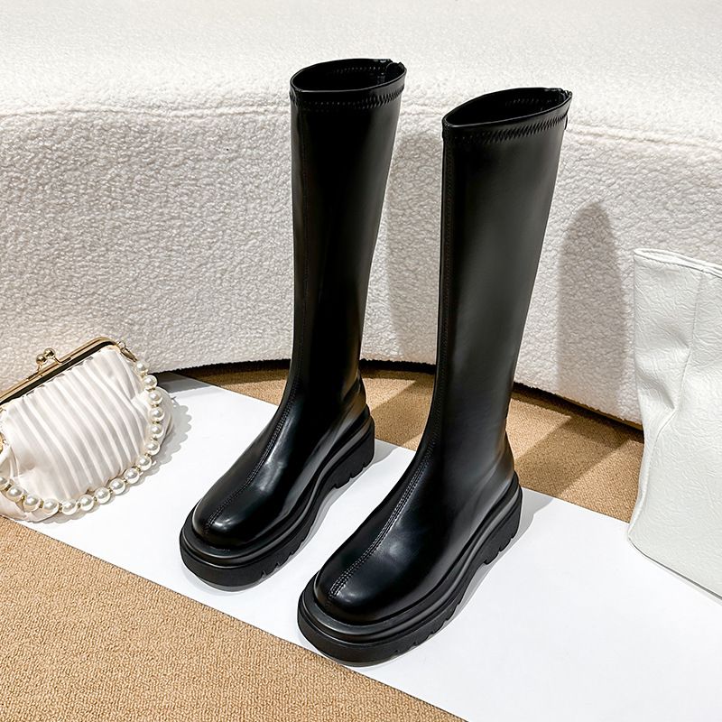 2024 New Women's With Wide Shaft, Black Thick Sole, Slimming Over-the-Knee High For Plus Size Women, Autumn And Winter_voghion.com