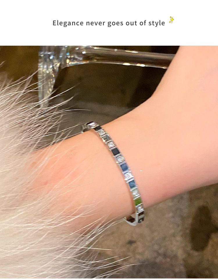 Einfache geometresche Titanstahl-Zirkon-Armband am Groussen a Stil_voghion.com