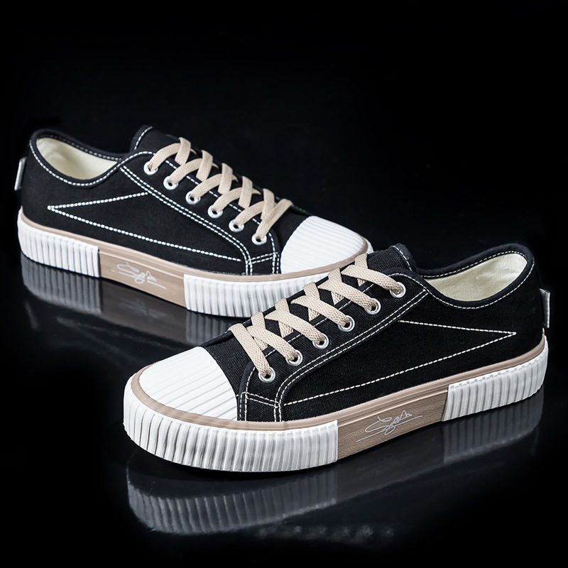 Canvas Men's Biscuit Shoes, 2025 Autumn New Korean Version Versatile Harajuku Ulzzang Breathable Student Ins Board Shoes_voghion.com