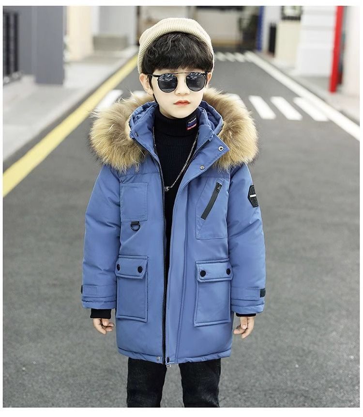 Boys' Cotton Padded Jacket New Style For Middle And Large Children's Winter Clothes With Plush Cotton Clothes_voghion.com