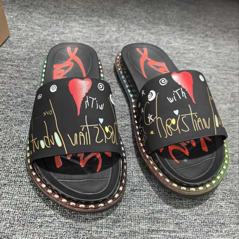 Unschlagbare Qualität CL Neue Hausschuhe Herrenschuhe Echtes Leder Nieten Strass Graffiti Leck Zehe_voghion.com