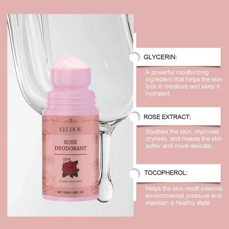EELHOE Body Care Ball, Rose Flavor Natural Fragrance Dry Armpit Moisturizing Deodorant Convenient Care Stick_voghion.com