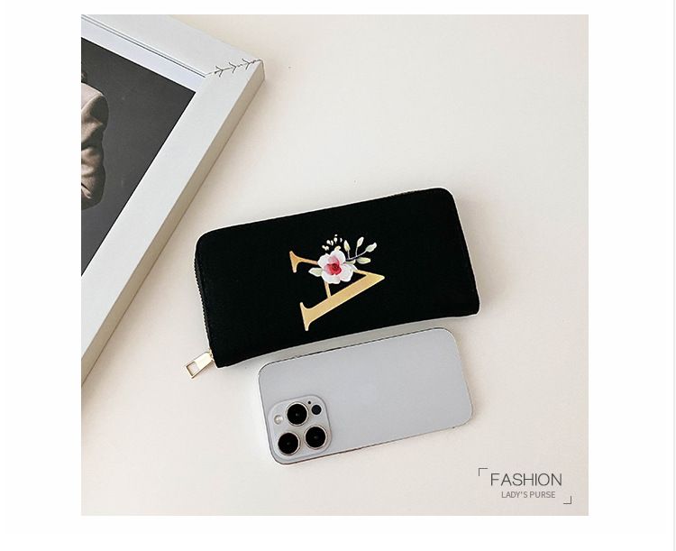 Women’s Bags Canvas Printed Hand Held Coin Purse Portable Mobile Phone Bag Zipper Large Capacity Women's Wallet_voghion.com