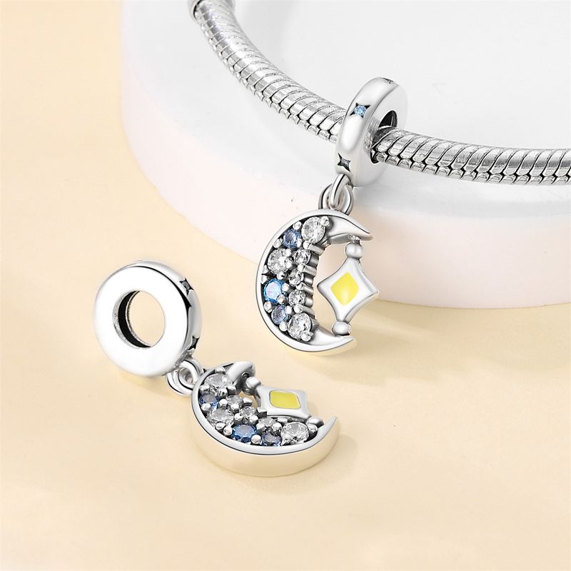 Gioielli da donna, pendenti con perline luminose a forma di stella e luna, in argento placcato rame bianco, nuovi accessori_voghion.com