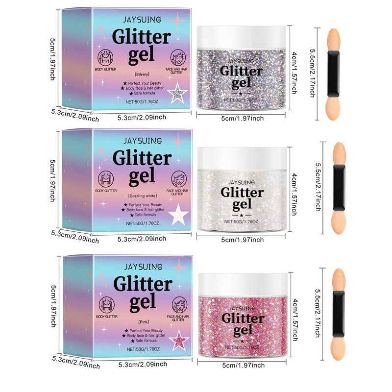 Jaysuing bleščeči gel serija z diamantnimi bleščicami za telo in obraz ustvari sijoč tridimenzionalni make-up_voghion.com